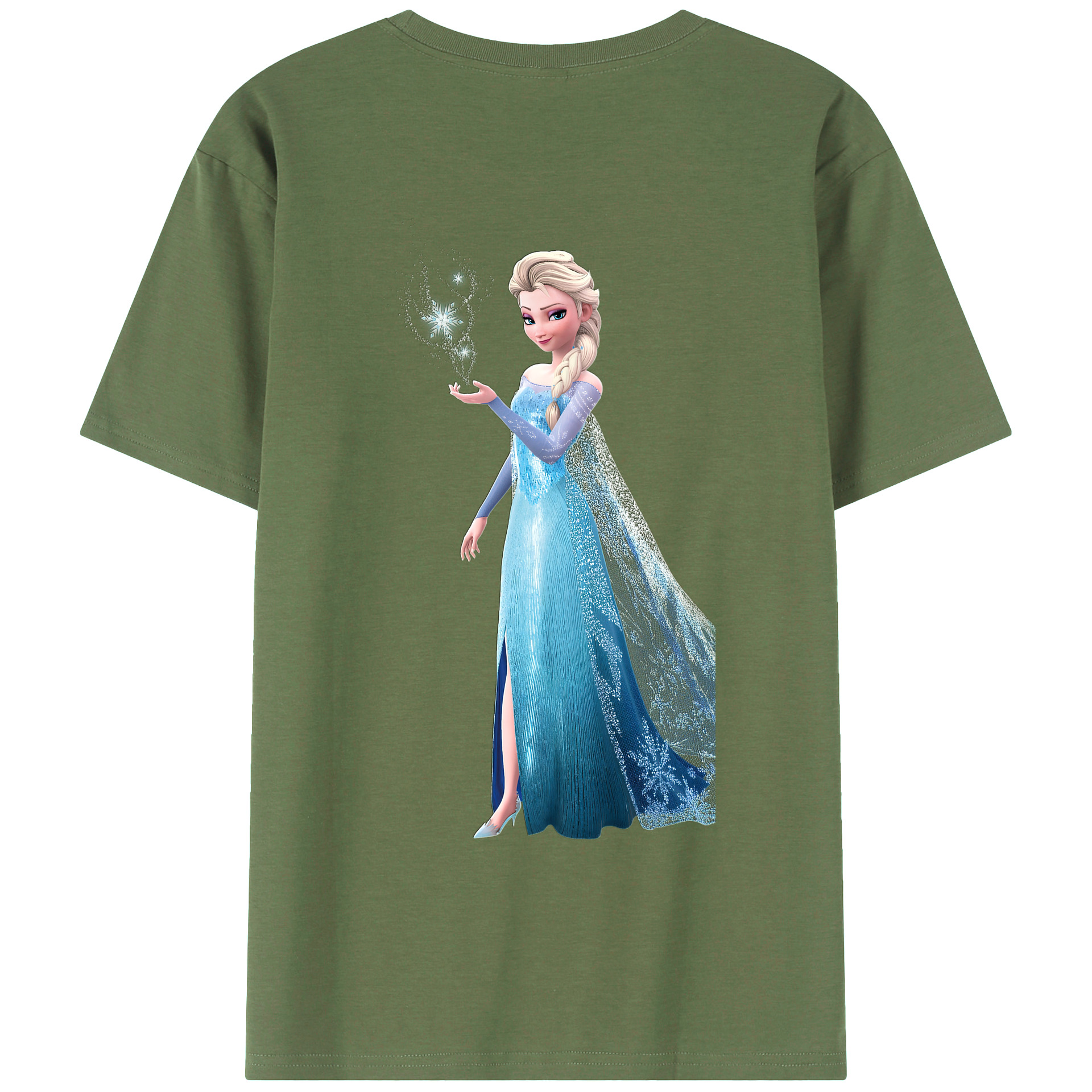 （画像用） アナと雪の女王 アンナ エルサ Frozen Anna Elsa 綿100％ メンズ半袖Tシャツ（バックプリント） 通気性
